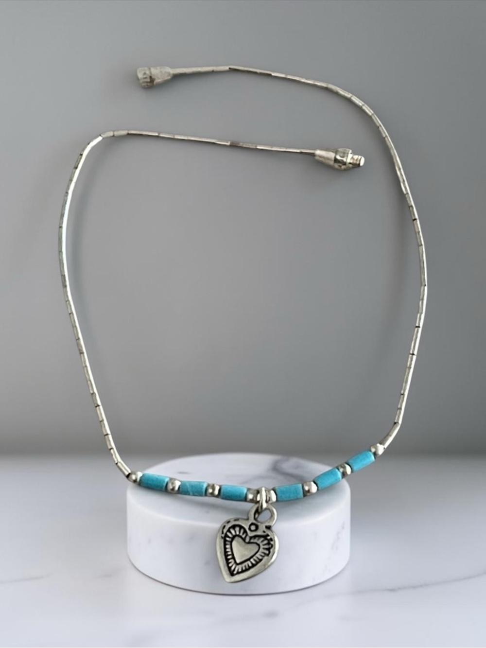 Silver & Turquoise Heart Charm Bracelet - Women's Jewelry